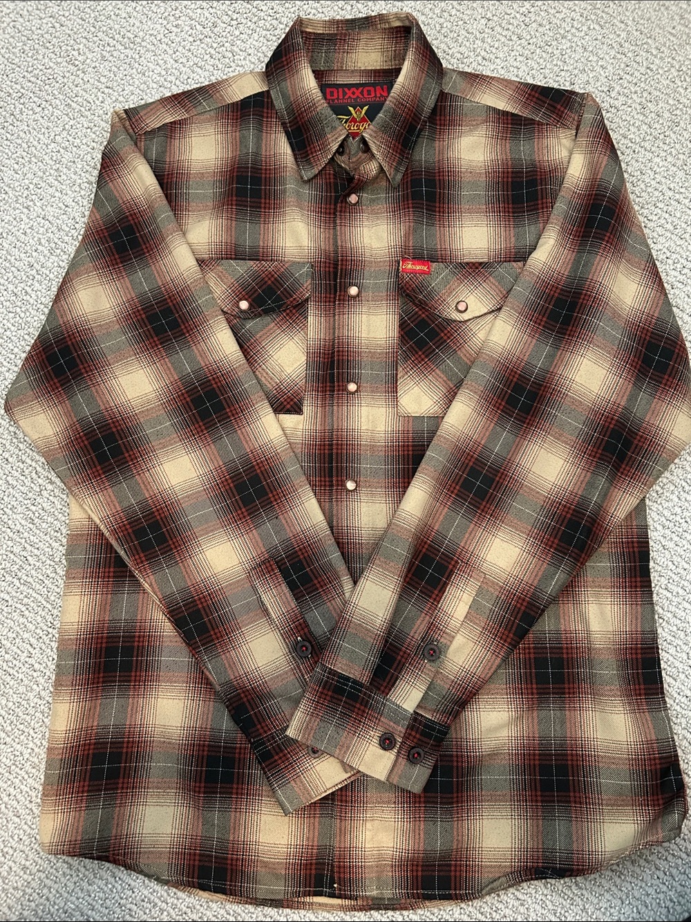 DIXXON Beige, Black & Red Plaid Button-Front Men's Shirt
